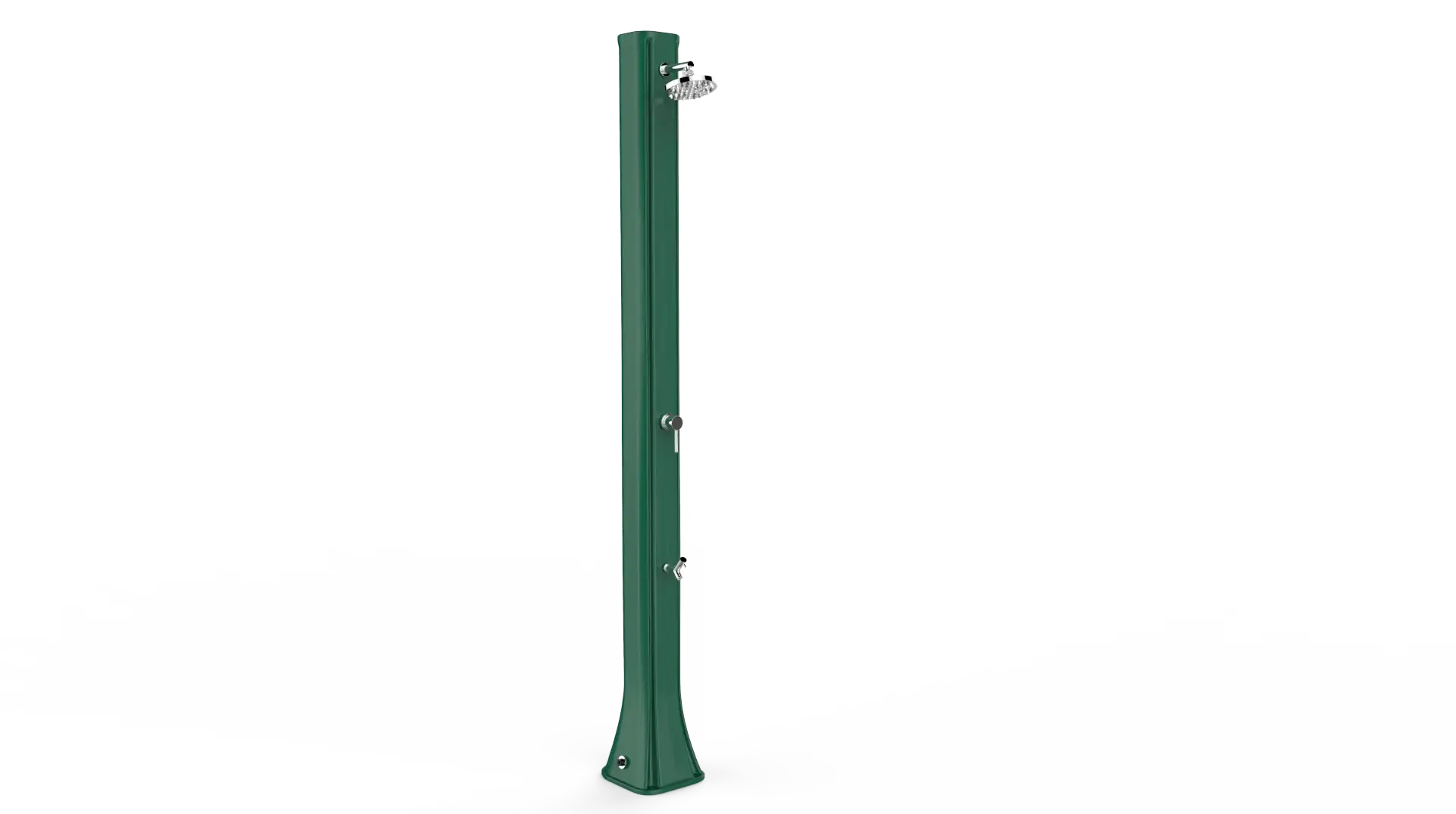Doccia solare da giardino verde, design moderno, ideale per piscina, atmosfera estiva ed ecologica