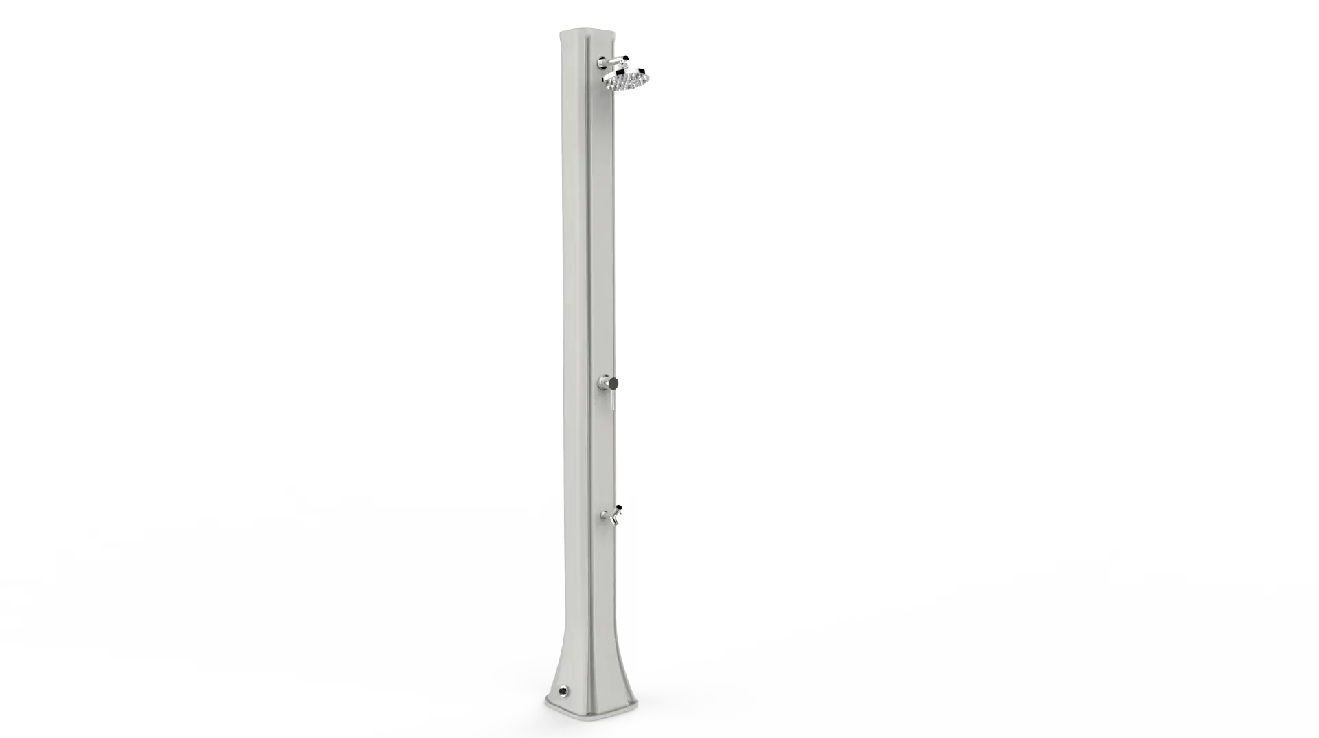 Doccia solare elegante da esterno, design moderno, ideale per piscina e giardino, sensazione di benessere.