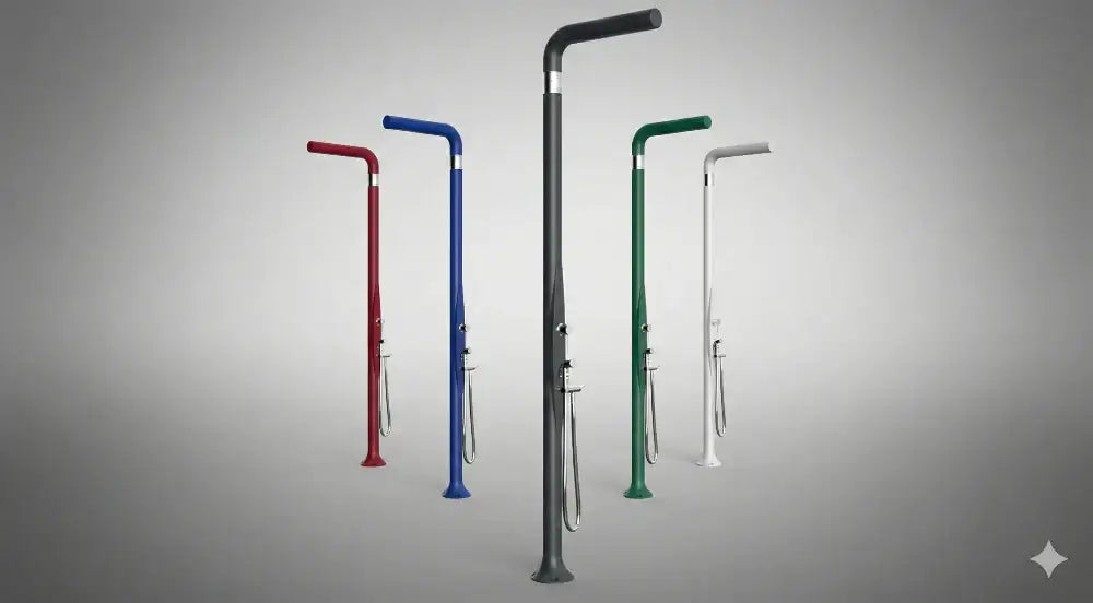 doccia tradizionale in resina da piscina