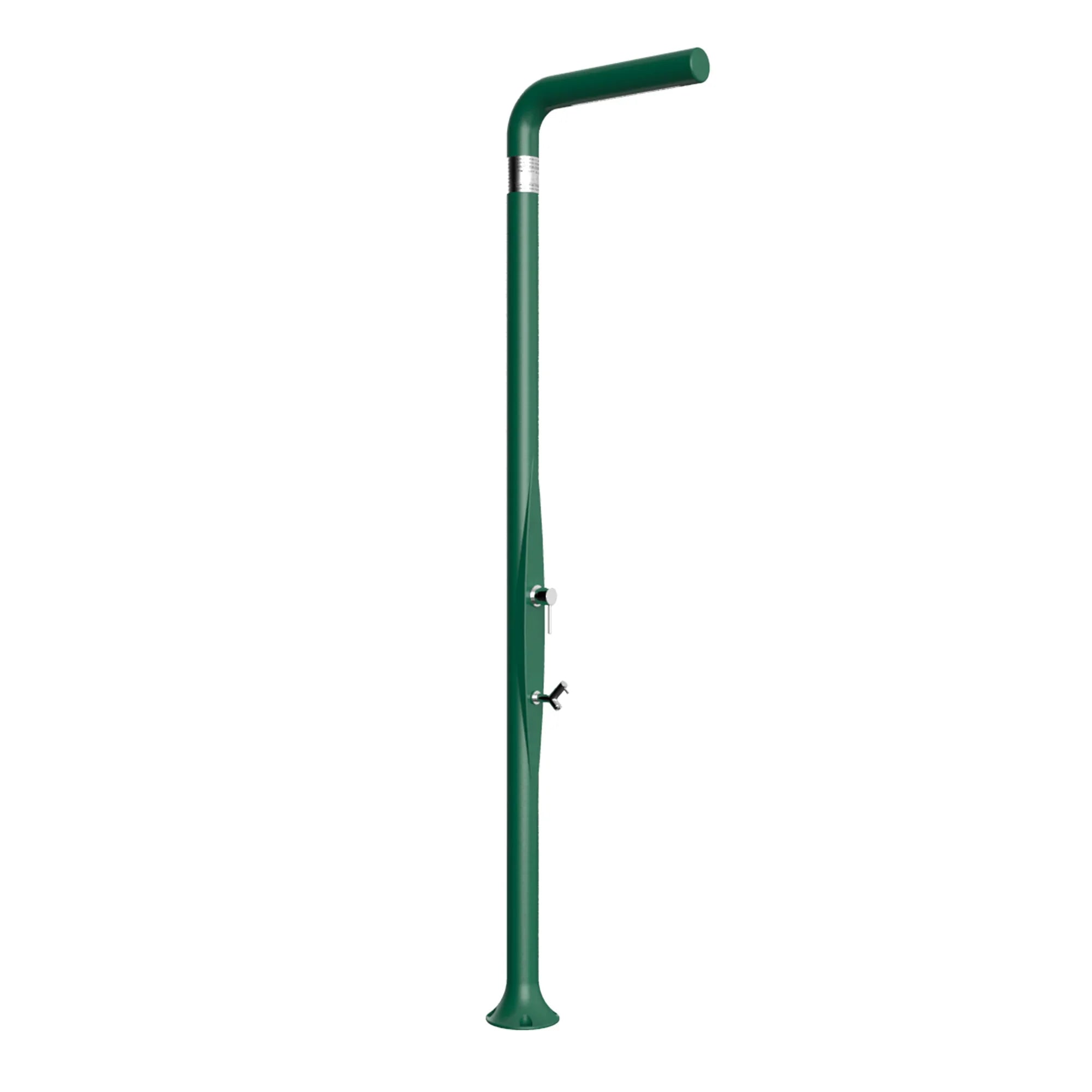 Doccia solare verde per esterno da giardino o piscina, design moderno ed ecosostenibile