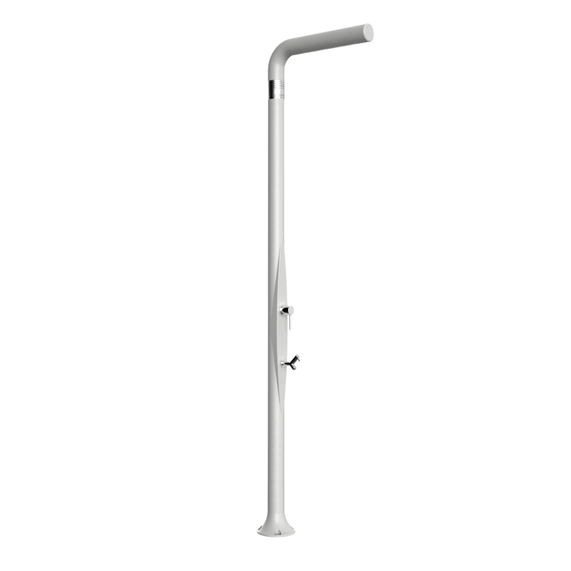 Doccia solare da esterno moderna per piscina e giardino, colore bianco, design minimal