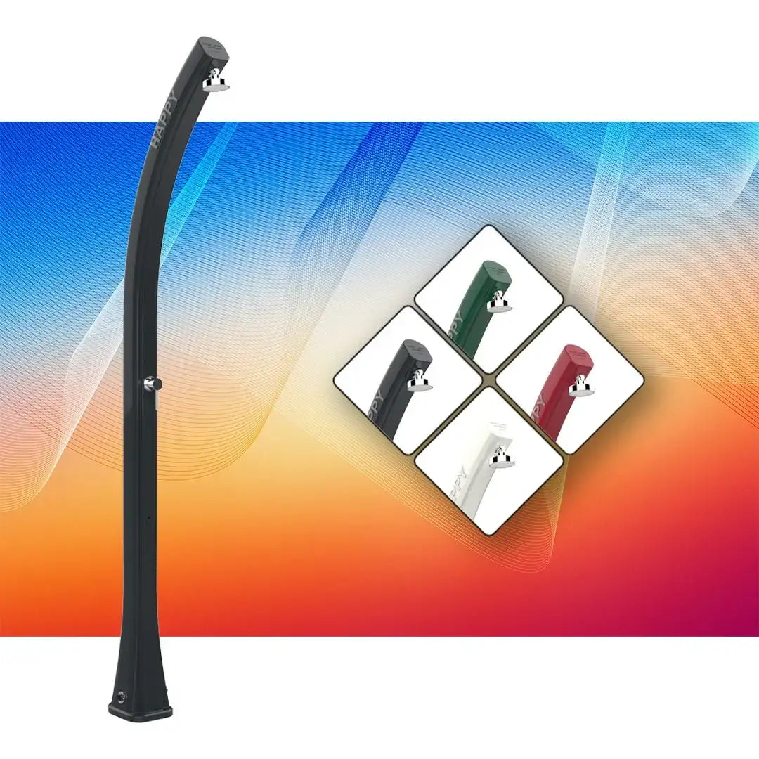 Doccia solare da esterno moderna per piscina o giardino, disponibile in vari colori.