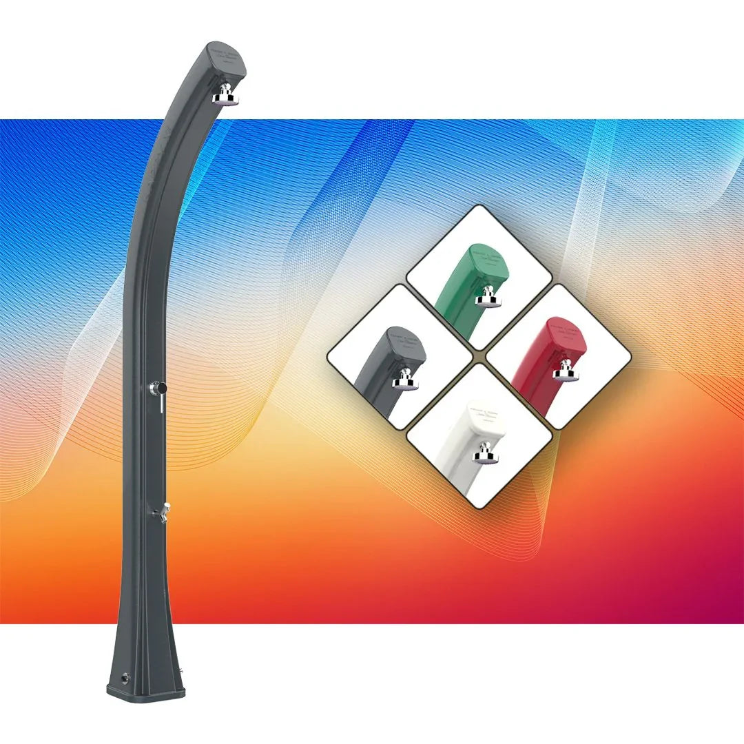 Doccia solare da esterno curva in vari colori per piscina o giardino