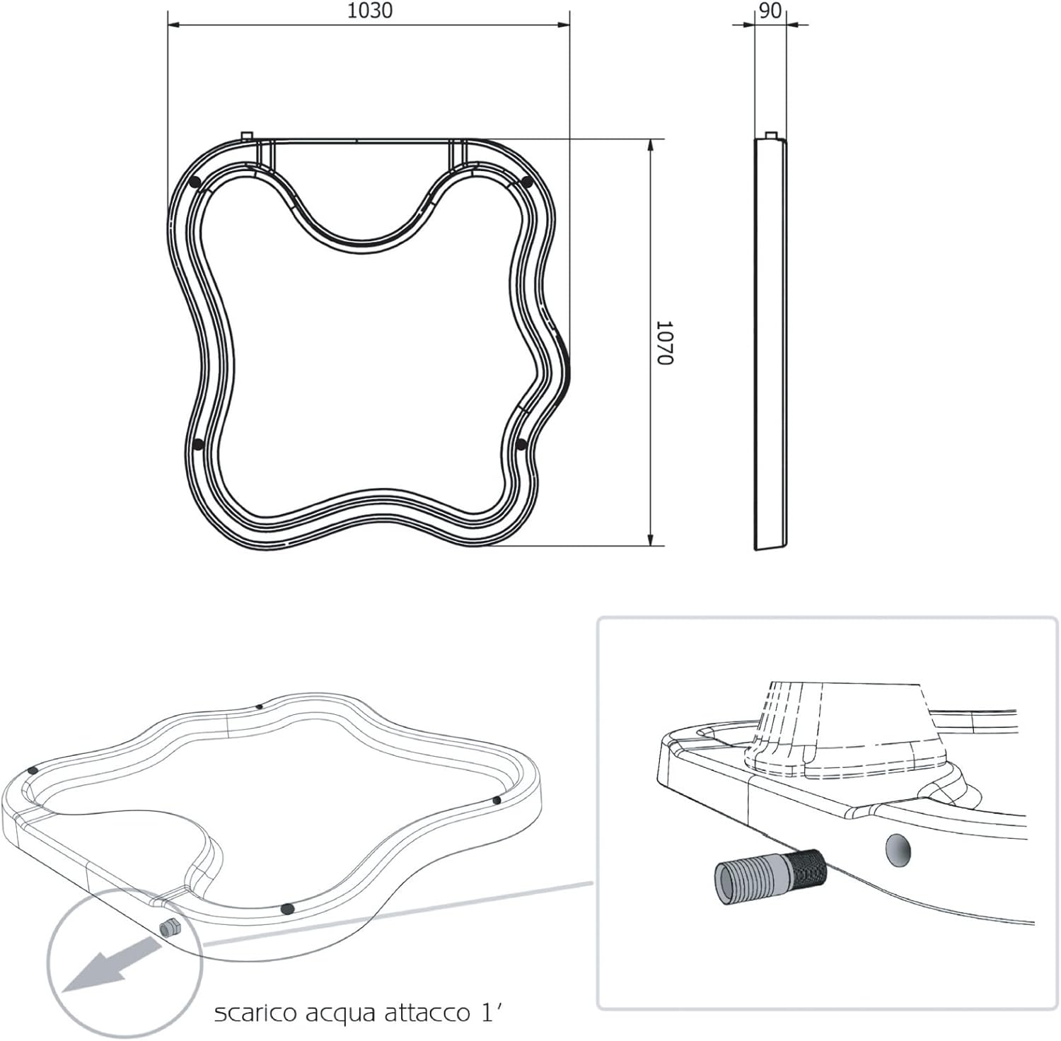 Piatto Doccia da Esterno in Polietilene HD Arkema Lake per Giardino e Piscina